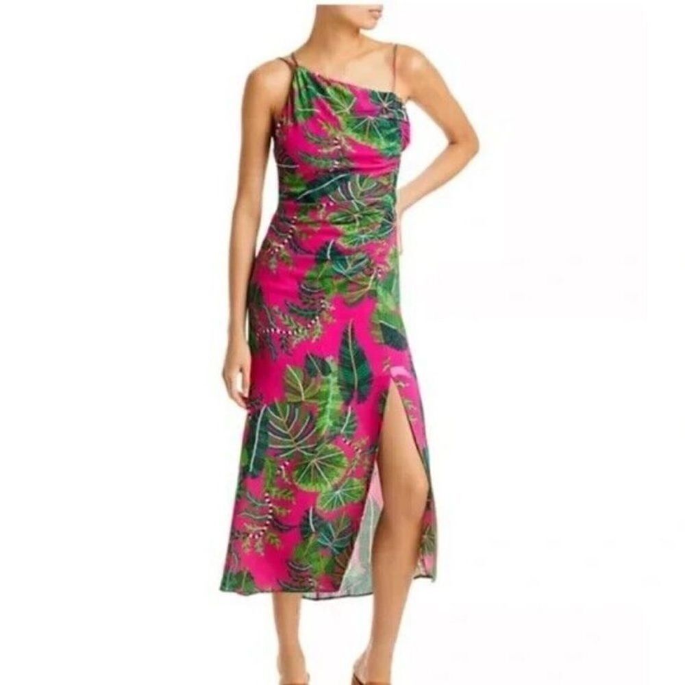 Farm Rio Women’s Pink Leaves Midi Dress NWT $280 - Picture 2 of 13